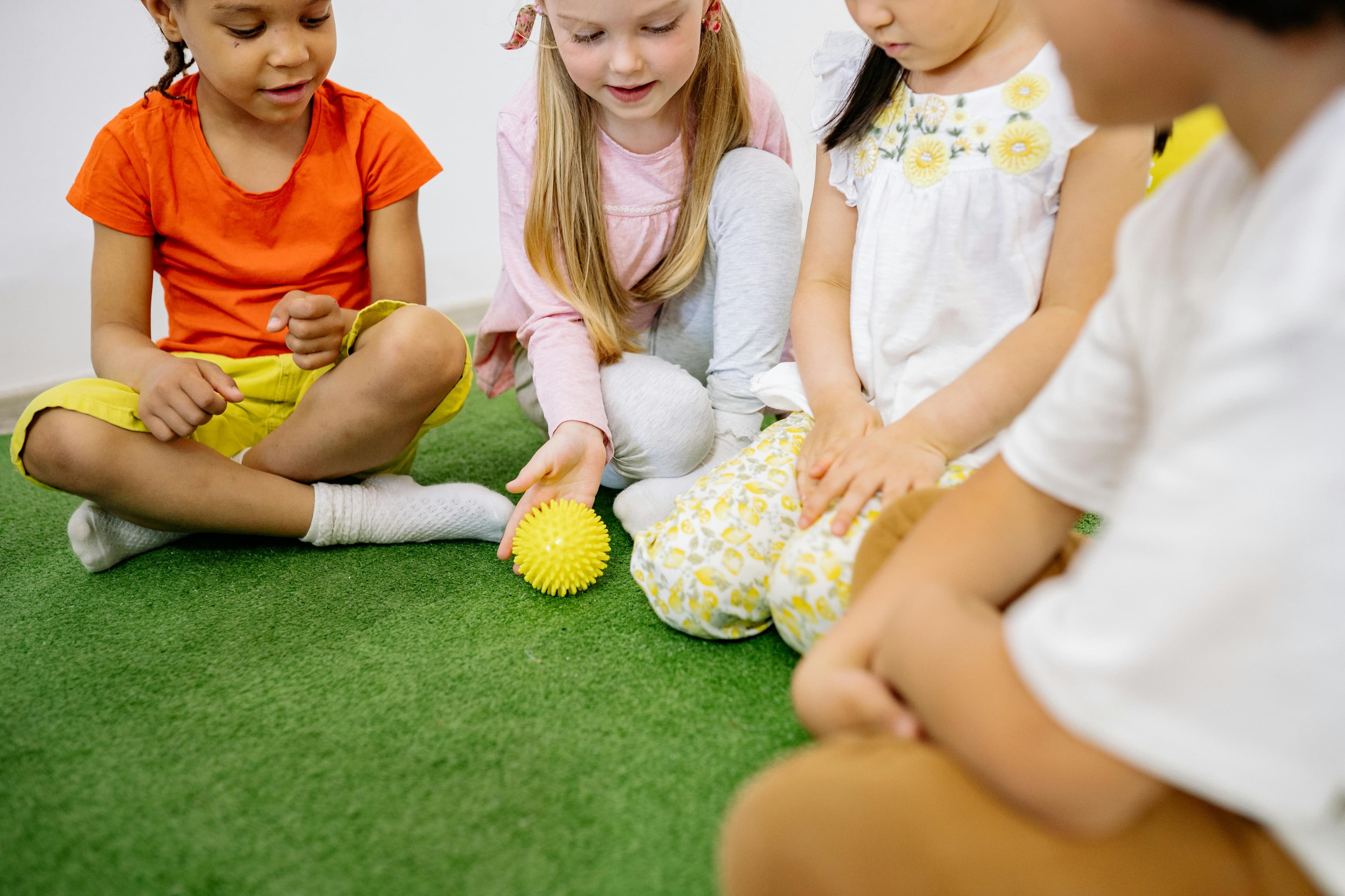 Children focused during a yoga session