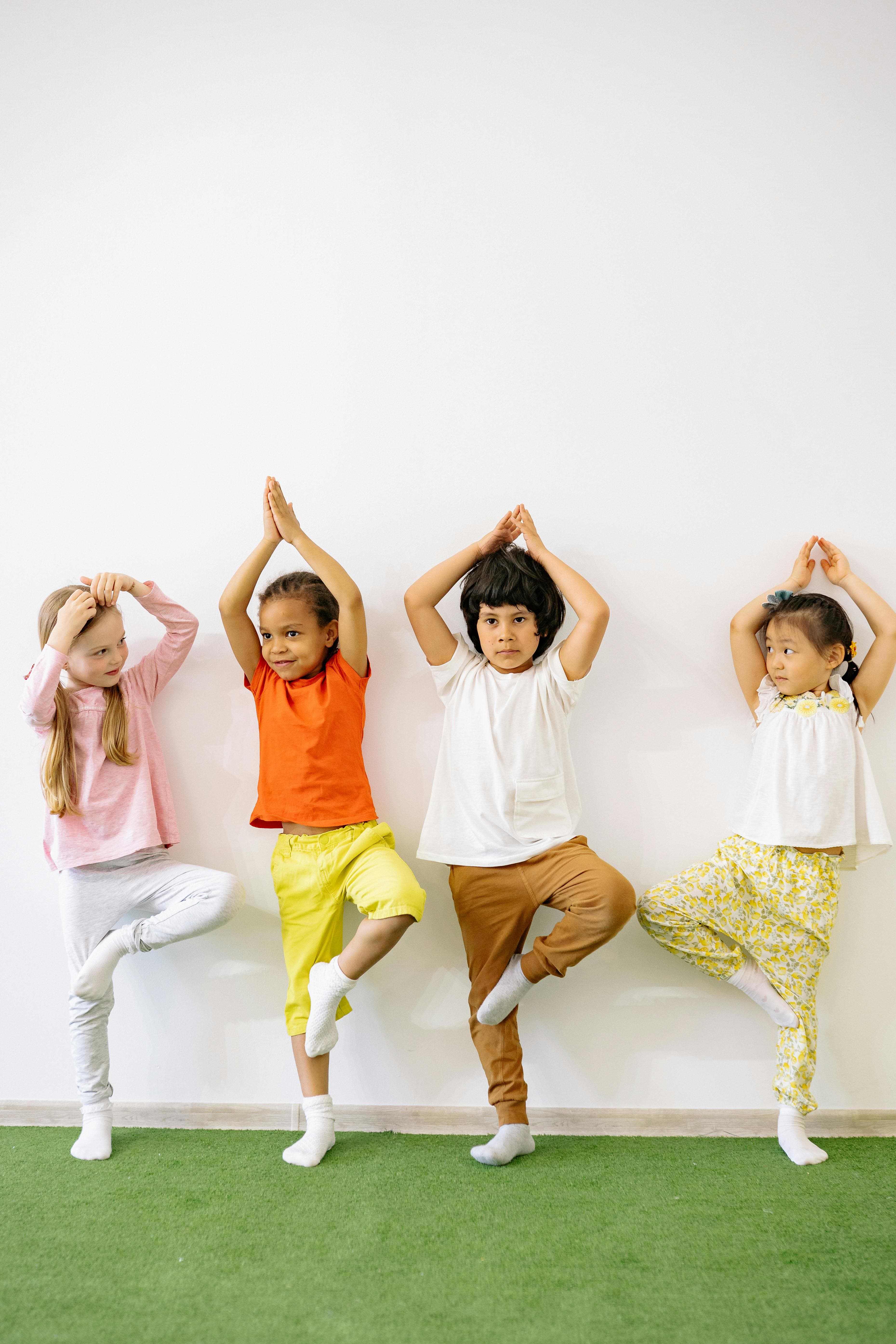 Children practicing yoga